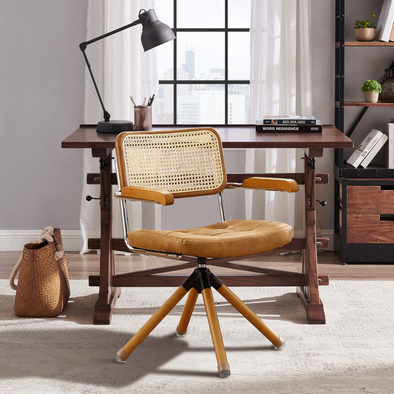 Fauteuil de bureau en cuir Bonneau, Brun