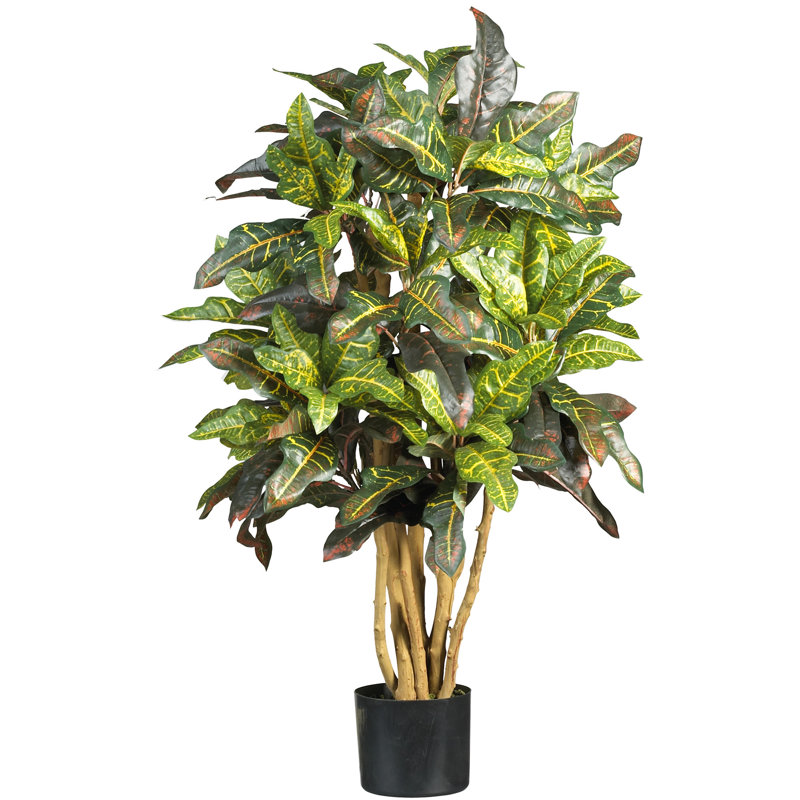 Croton Faux Bamboo Tree in Pot, 36" H