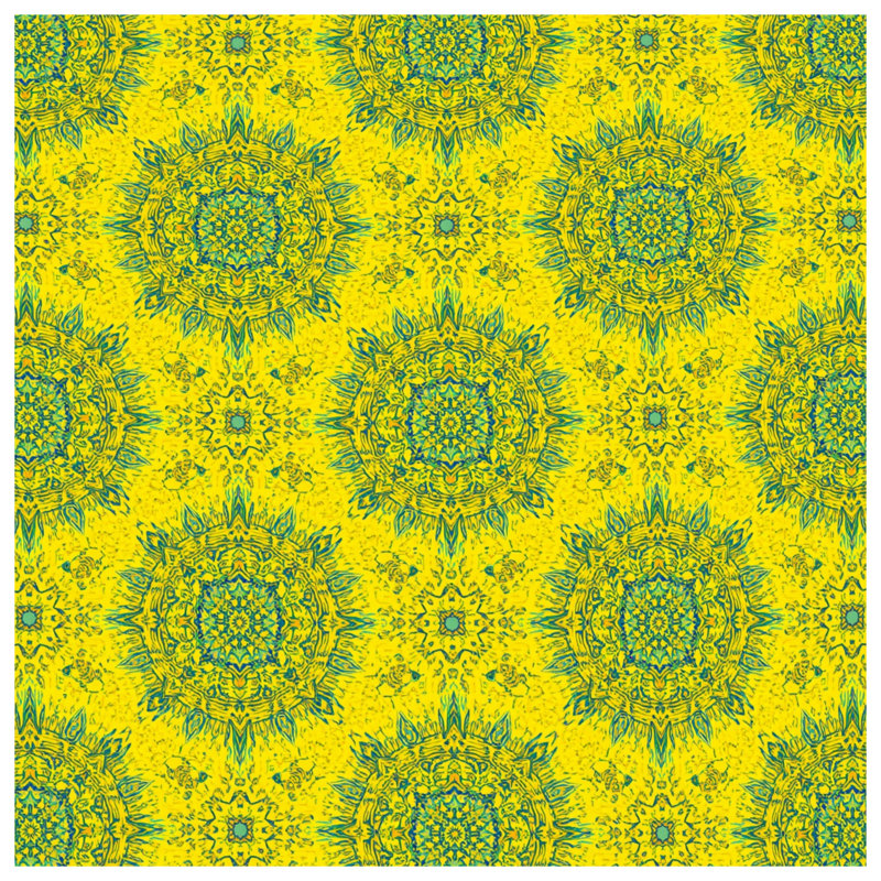 Yellow Mandala Pattern Double Sided Throw Pillows, 14 x 14 inches