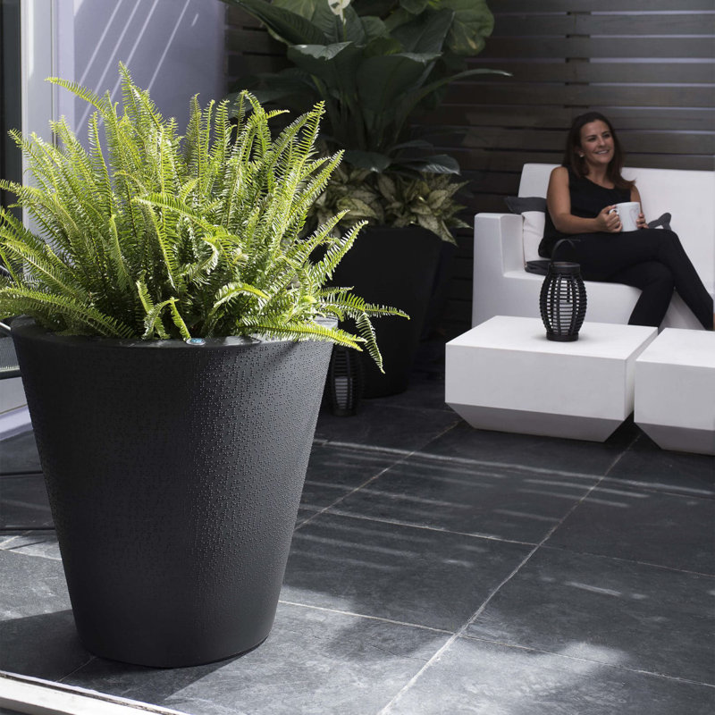 Dot Self Watering Plastic Pot Planter, 20" H x 20" W x 20" D, Slate