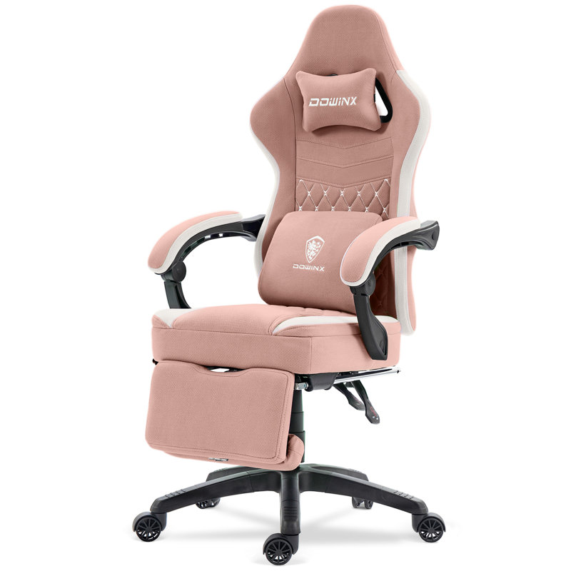 Ergonomic Gaming Chair with Footrest and Lumbar Support, Breathable Fabric Office Chair with Cooling Gel Seat Pad and Storage Bag, Home Computer Desk Chair