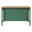 Îlot de cuisine de style campagnard de 142 cm (56 po), plateau en bois d'hévéa naturel, détail arqué + rangement ouvert, vert