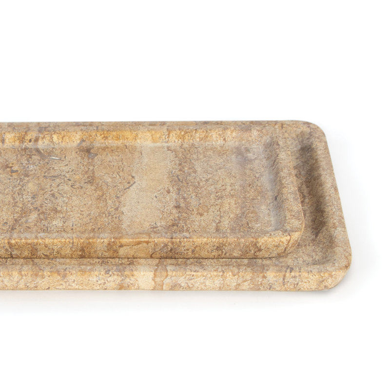 Natural Sand Marble Tray Set of 2