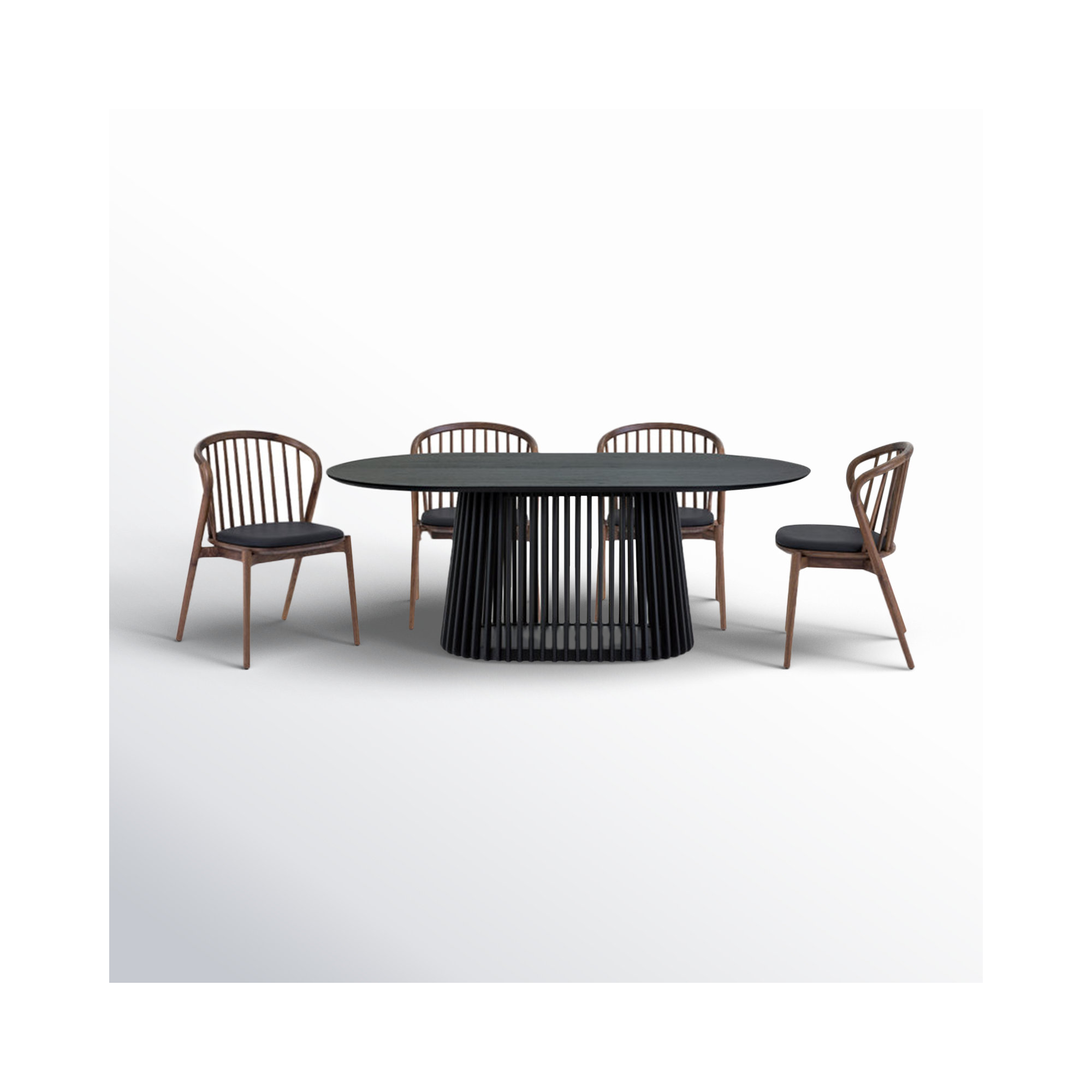 6 - Piece Extendable Dining Set, Walnut, Black