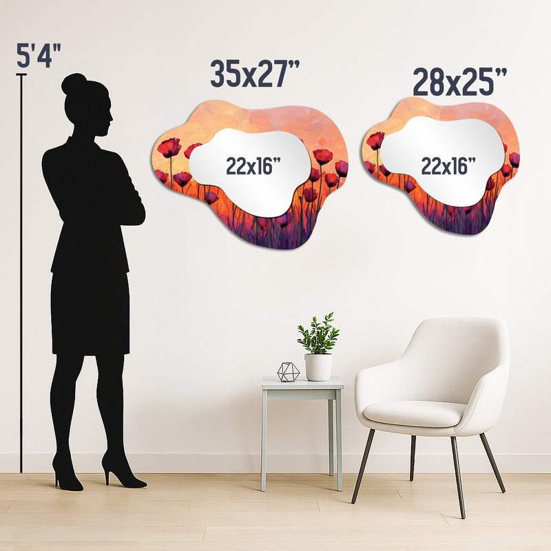 Miroir mural floral irrégulier, 27" x 35"