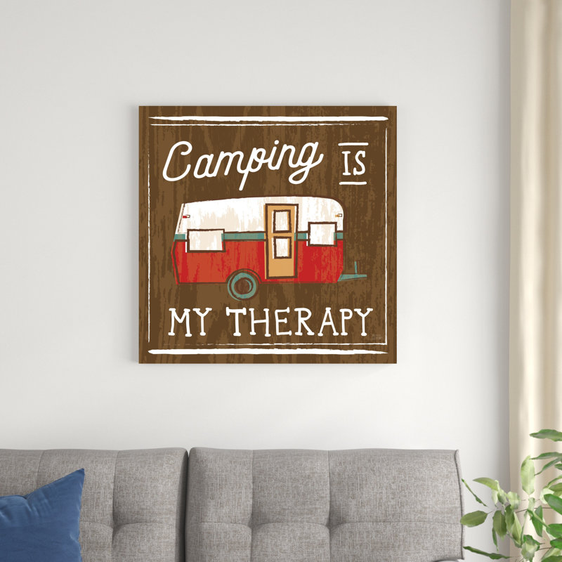 «Comfy Camping IV» par Melissa Averinos - Art textuel sur toile tendue, H 30 po x l 30 po