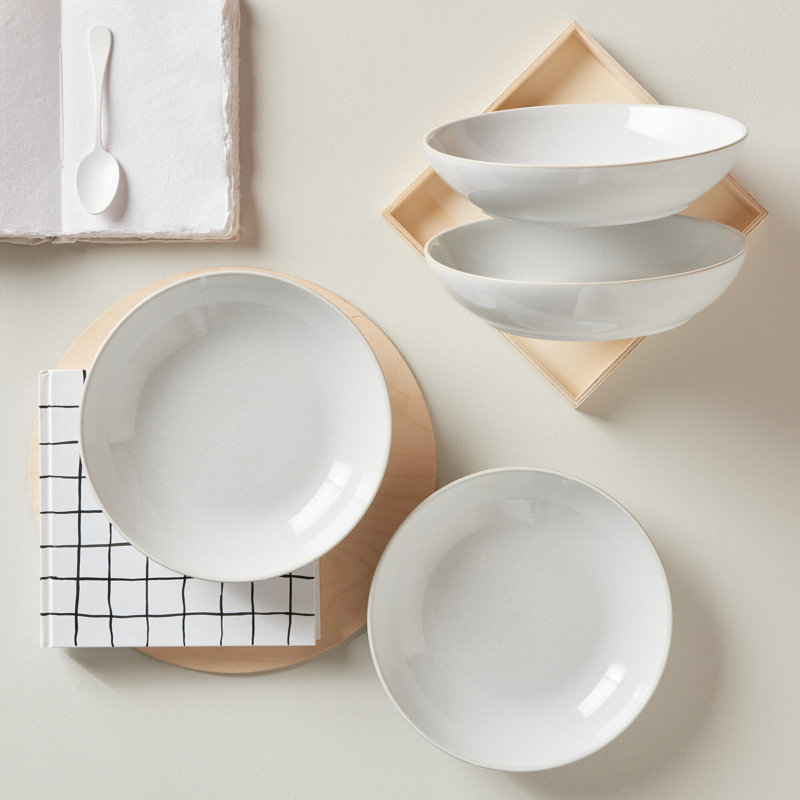 Denby Elements Pasta Bowls, Stone White