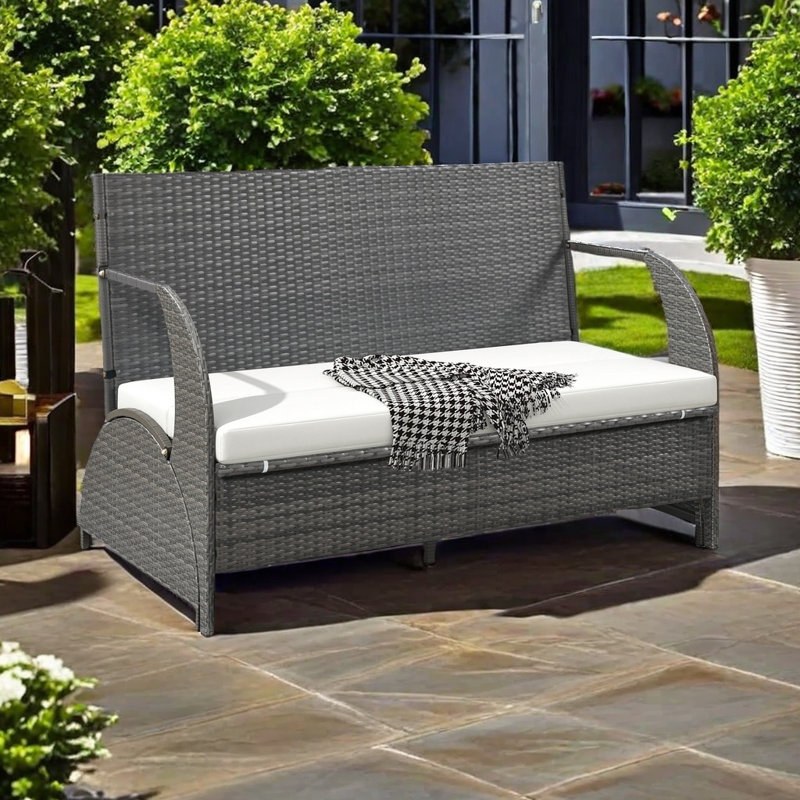 Versatile Outdoor Loveseat That Converts To Four Seats And A Table, Suitable For Gardens And Lawns, Beige