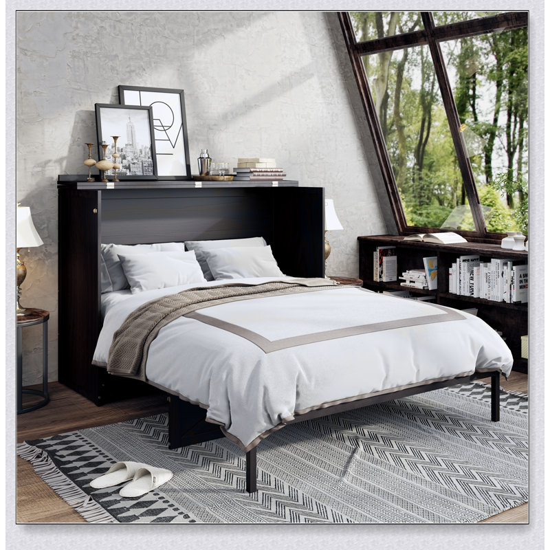 Murphy Bed With Large Drawers And USB, Espresso