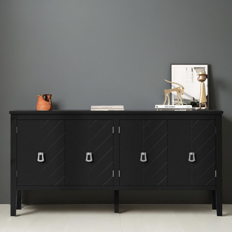 Storage Wood Console Table, Black