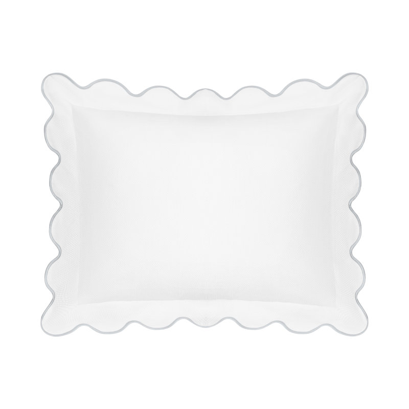 Honeycomb Solid Color 100% Cotton Pillow Sham, Euro, White/Sion Blue
