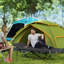 Lit de camping pour adultes avec coussin, lit pliant, noir