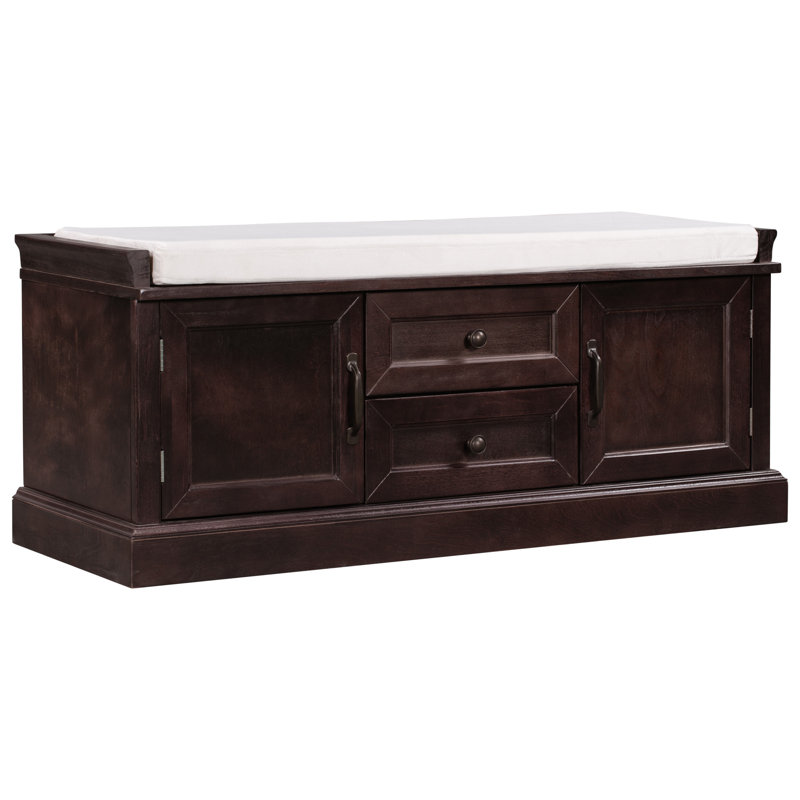 Banc de rangement avec 2 tiroirs et 2 armoires, Espresso