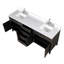 Meuble-lavabo double en chêne noir 80 po X P 22 po D, dessus en quartz blanc et ensemble de robinet-1455923528