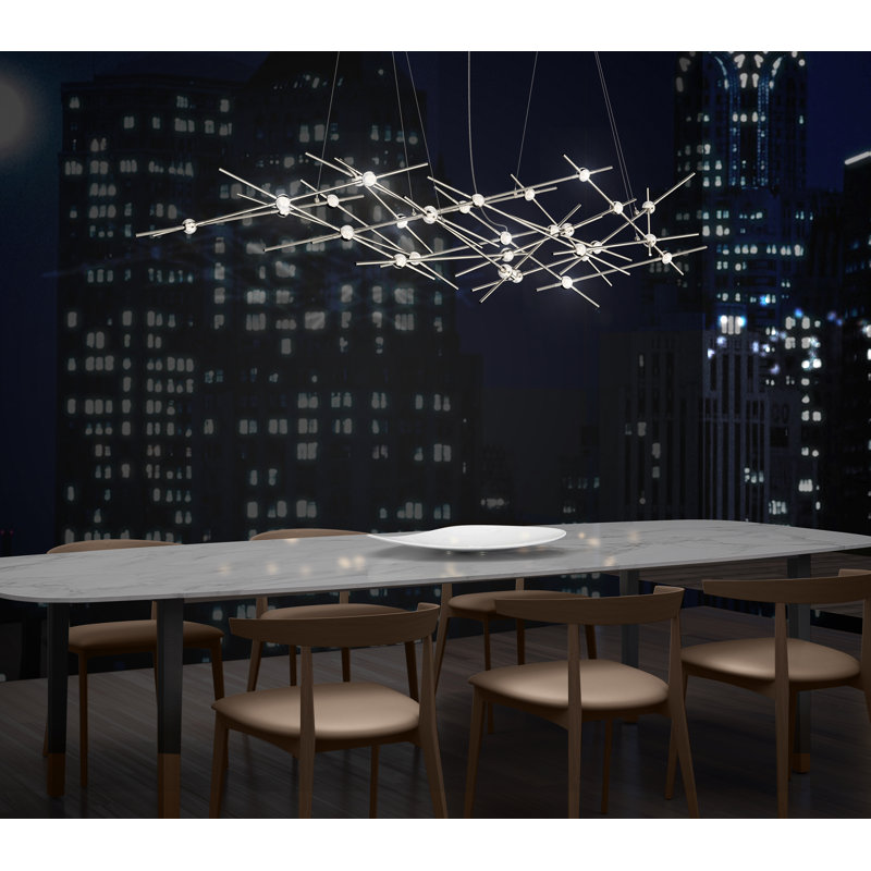 Constellation 25 - Light LED Chandelier, Clear, Satin Nickel, 2700K