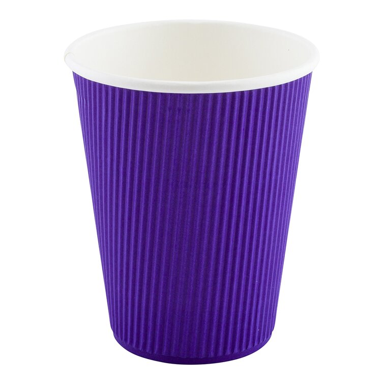 12 oz Royal Purple Paper Coffee Cup - Ripple Wall - 3 1/2 inch x 3 1/2 inch x 4 1/4 inch - 500 Count Box