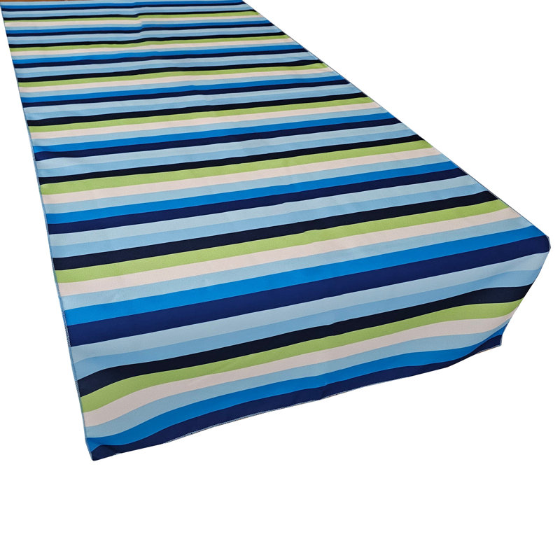 Chemin de table Popeline, Rectangle 108 po, Bleu / Vert