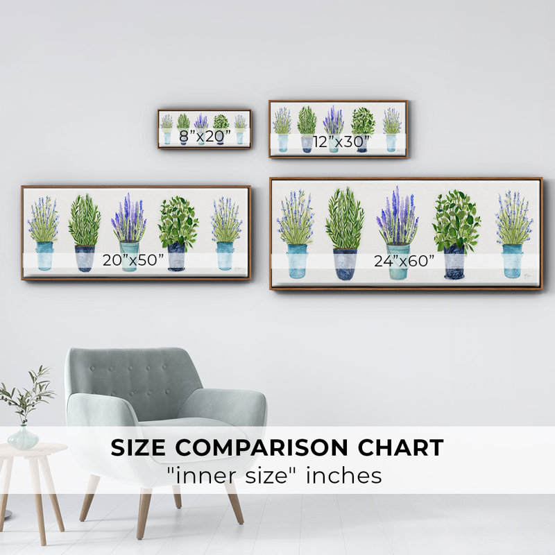 Herbs In A Row- Framed Canvas, 24" H x 60" W