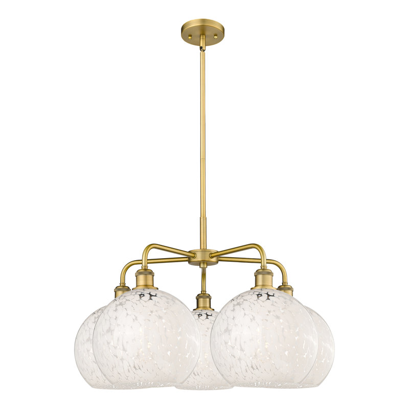 Bellagrace 5 - Light Dimmable Globe Chandelier, Brushed Brass, 17.25" H x 28" W x 28" D