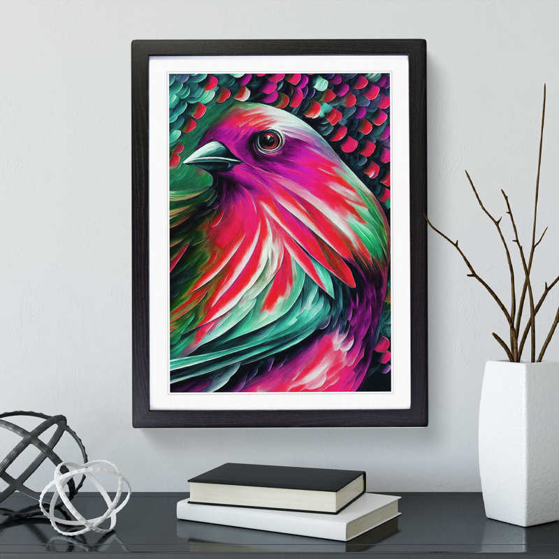 View Of A Bird No.5 - Single Picture Frame Painting, 64cm H x 46cm W x 2cm D, Black Framed