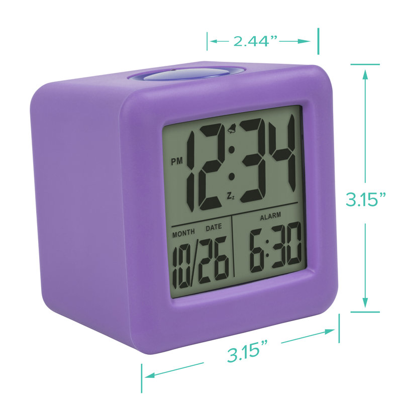 Digital Soft Cube Alarm Tabletop Clock in Purple