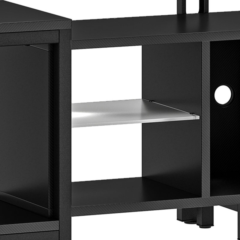 70" TV Stand, 104-174cm Adjustable TV Unit with TV Mounting Bracket, 7 RGB LED Lights and 22 Modes, Black