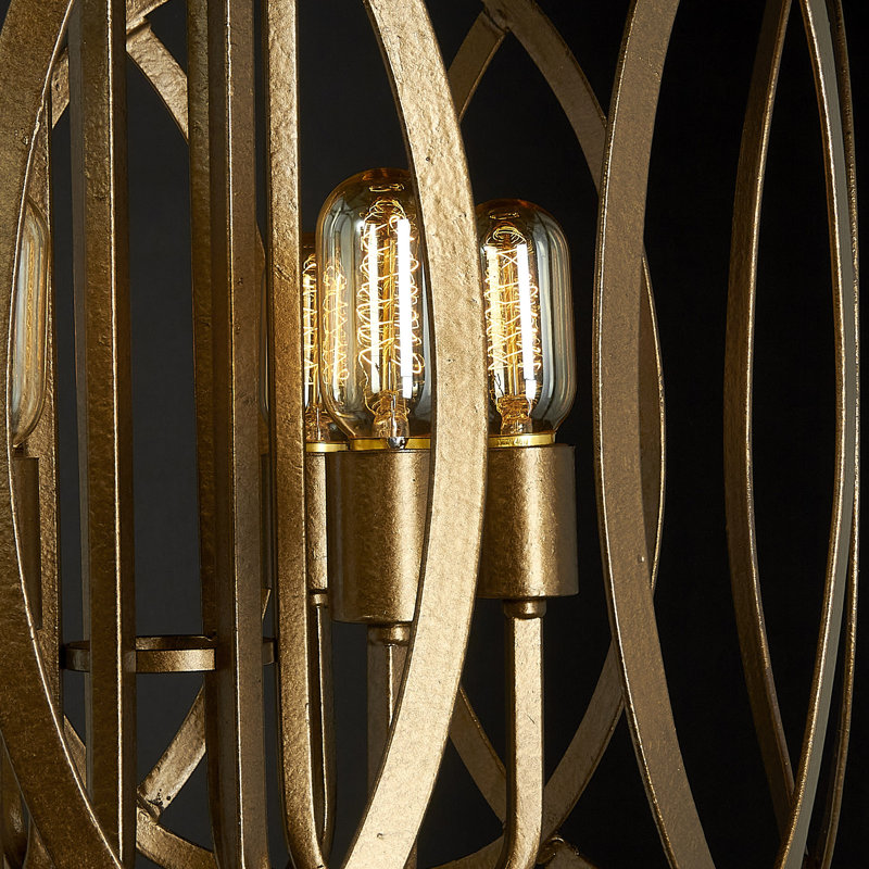 New Orleans 6 - Light Unique Drum Chandelier, Bronzed Brass