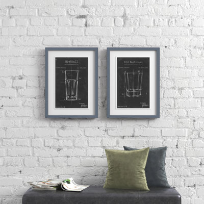 «Barware Blueprint I» par Antonyus Bunjamin (Abe) - ensemble de 2 reproductions d'art encadrées