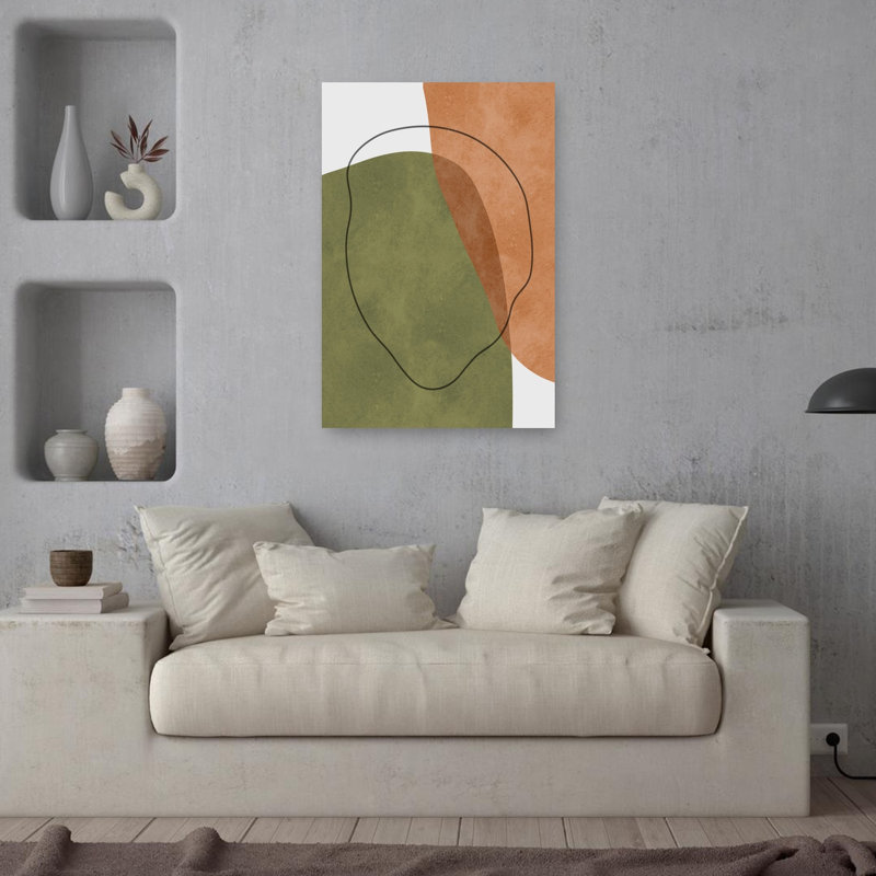 Reproduction d'art mural minimaliste contemporain Earthy Organic Shapes, 36" H x 24" W