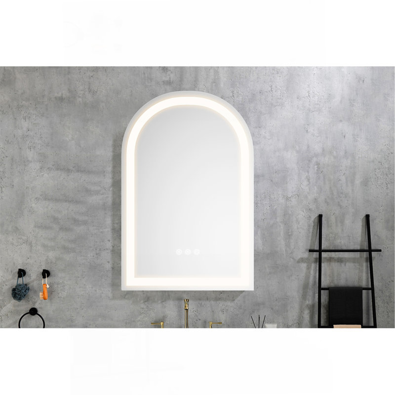 Miroir de salle de bain mural avec éclairage réglable et fonction antibuée