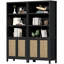Bibliothèque en rotin d'inspiration bohémienne avec armoire de rangement et tablettes réglables-102716428-122534210