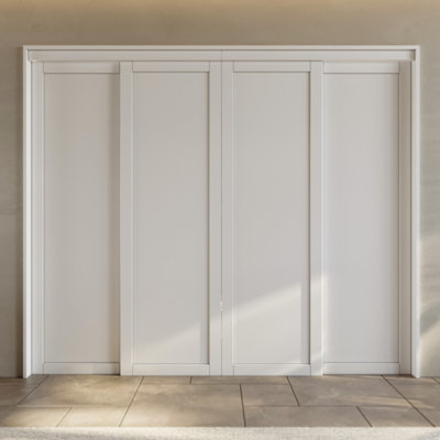 Porte coulissante à panneau 1/3-Lite 80 po préfini blanc avec ensemble de quincaillerie et poignée