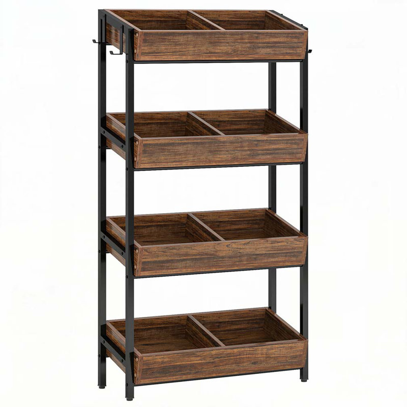 4-Tier Retail Display Rack with Hooks