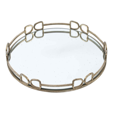 Grand plateau miroir argenté D18x2 "Valentina