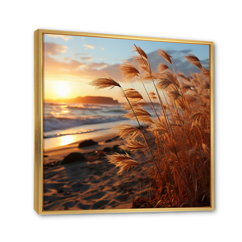 «Beach Breeze at Sunrise III», reproduction sur toile, Cadre flottant doré, H 36 po x l 36 po x P 1,5 po