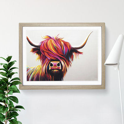 XH1022-9568X Vibrant Highland Cow Abstract - Single Picture Frame Print