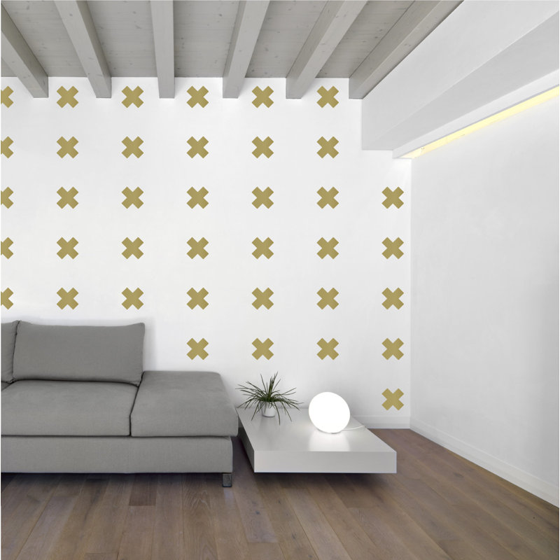 Décalcomanie murale à motifs croisés suisses, H 6 po x l 6 po x P 0,01 po, Or