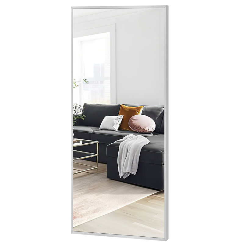 Talma Wood Flat Mirror, Light Gray, 71" H x 32" W