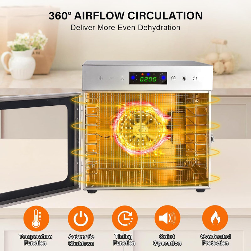 8 Trays Food Dehydrators with Digital Timer and Temperature Control