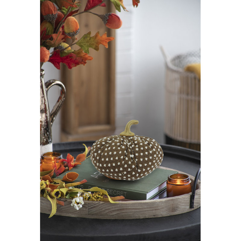 Rustic Fabric Pumpkin Ornaments With White Point Pattern