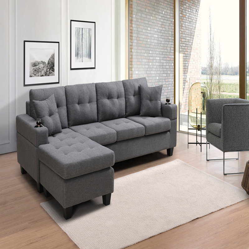 Ragnvald 96.06'' Upholstered Sofa Couch, Gray Polyester