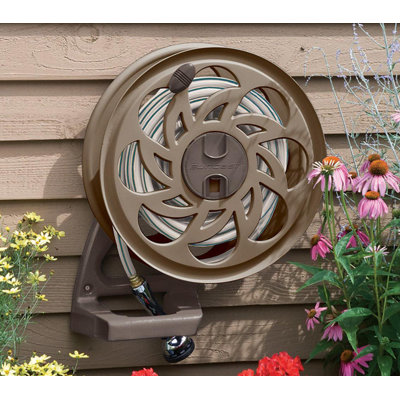 Suncast Side Tracker 125 ft. Wall Mounted Hideaway Hose Reel in Brown