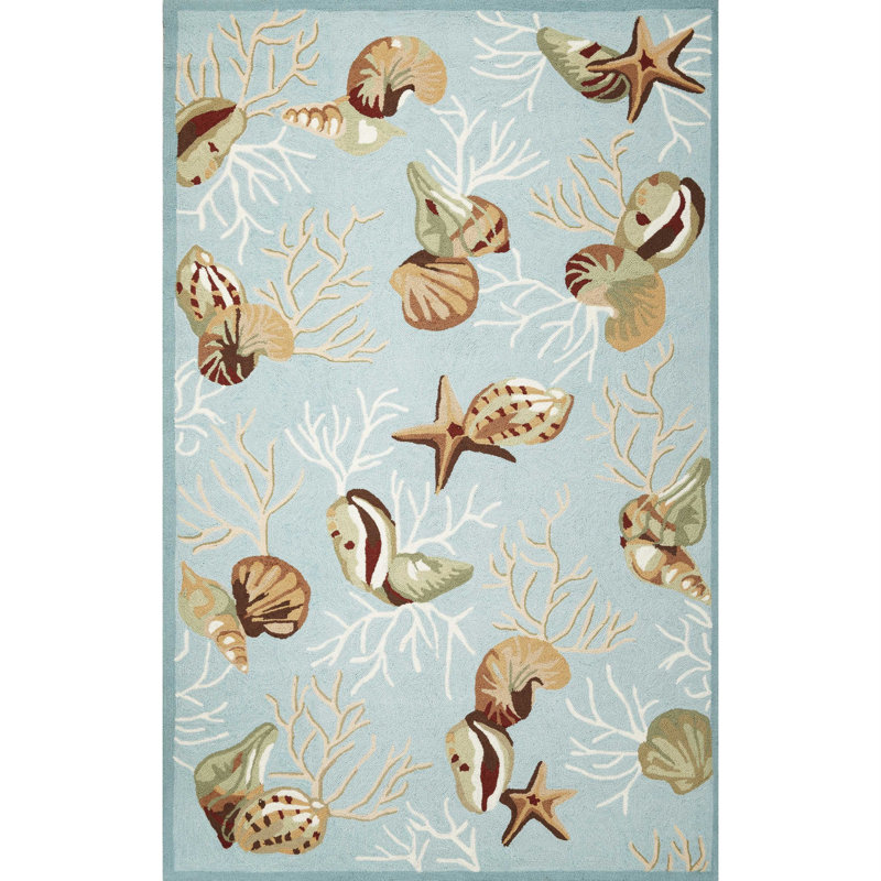 Tapis bleu touffeté à la main Valletta, Rectangle 5 pi x 7 pi 6 po