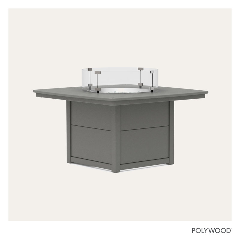 Nautical Square Polyresin Smokeless Fire Pit Table with Hidden Fuel Tank, Slate Gray