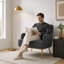 Fauteuil moderne confortable avec dossier incurvé et pieds en métal - Chaise de lecture ou d'appoint parfaite-1705560238