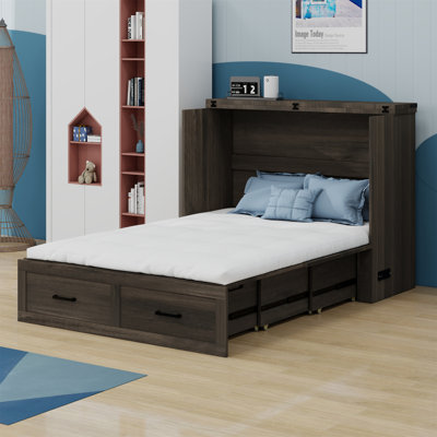 Lit escamotable avec lit plateforme escamotable et grand tiroir de rangement Murphy