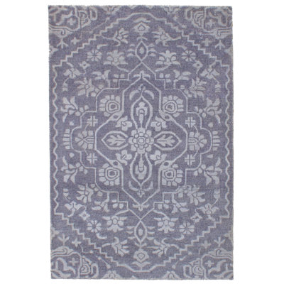 Tapis gris foncé noué à la main One-of-a-Kind Barthelmess