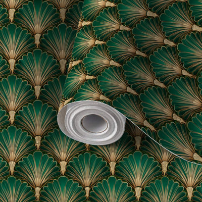 Ventilateur de papier peint décoratif à peler et coller à motif de feston ornemental à motif géométrique sans soudure de couleur bronze antique auto-adhésif et amovible 24 po x 118 po (60 x 300 cm)