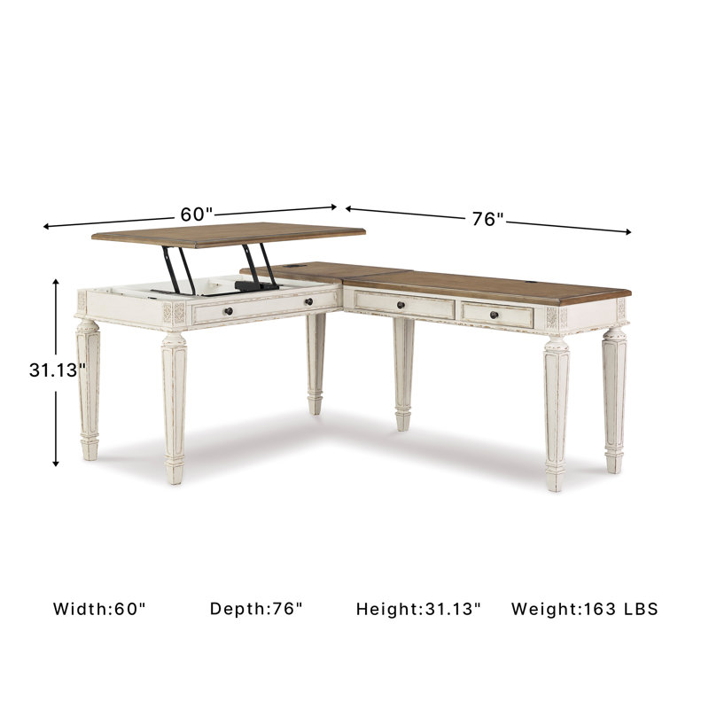 Heraldas L-Shaped Computer Desk with Built-In Electrical Outlet