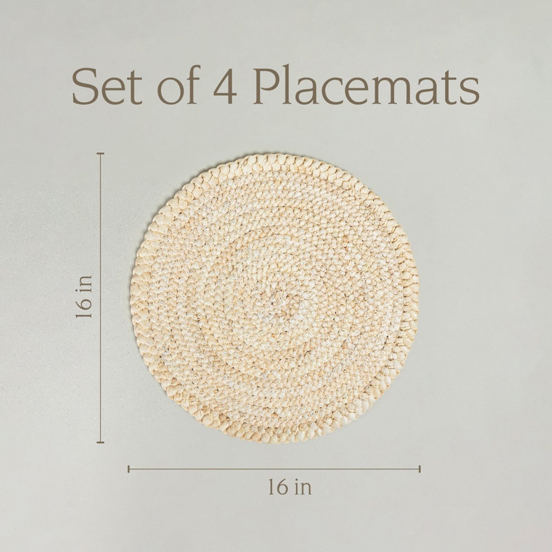 Over&Back Natural Fiber Woven Placemats, Set of 4, Tan